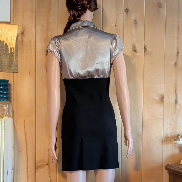 Black Dress with Gold Top+Button Details - Picture 3 of 6